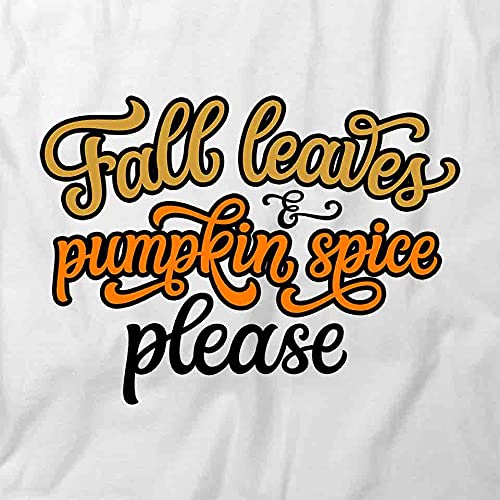 Fall Leaves and Pumpkin Spice Please Graphic T-Shirt | Printed White Tee for Autumn, Halloween & Thanksgiving Outfits