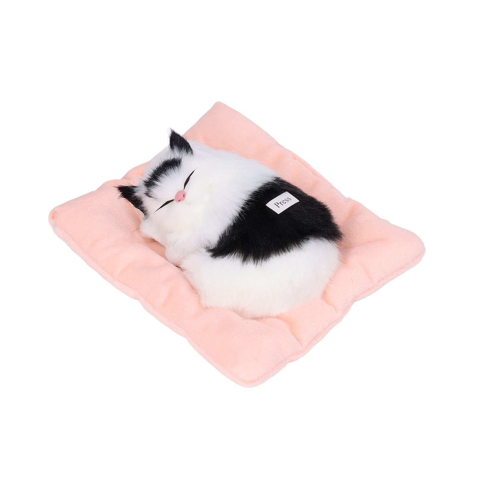 Realistic Plush Sleeping Cat Toy with Activated Carbon - Lifelike Fake Cats for Kids, Stress Relief & Comfort - Perfect for Bedtime, Nursery Decor, and Relaxation (Black & White)