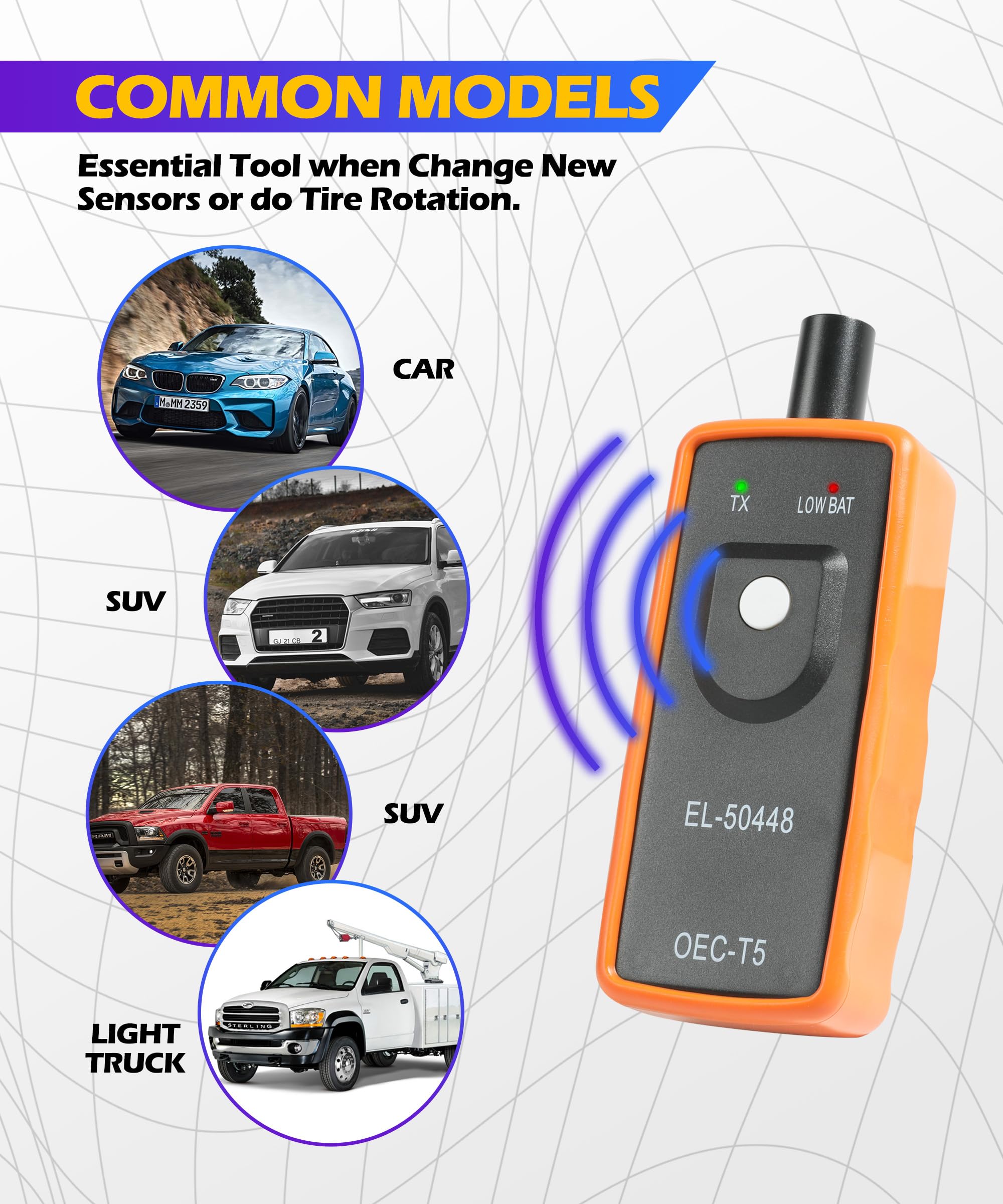 Universal TPMS Relearn Tool EL-50448 for Car Tire Sensor Reset - OEC-T5 Compatible