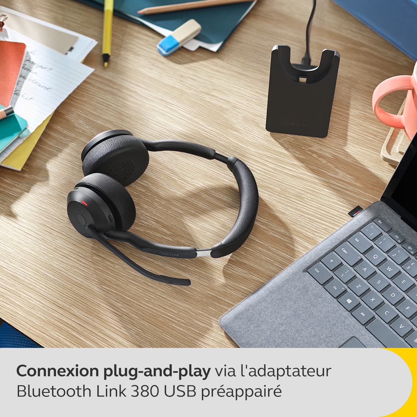 Jabra Evolve2 55 Wireless Stereo Headset with Noise Cancelling Mic & ANC - UC Compatible with Zoom, Google Meet - Black | Perfect for Home Office, Remote Work & Online Meetings
