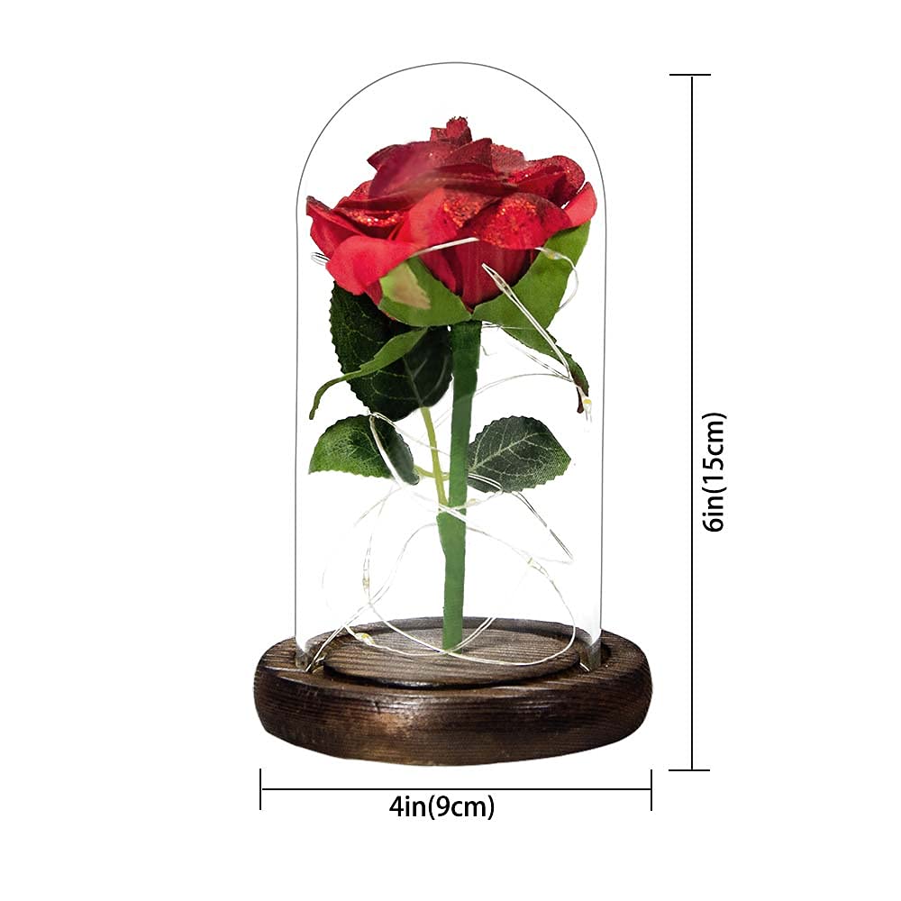 URBANSEASONS Valentine's Day Gifts for Women - Real Glass Rose Keepsake (Beauty and The Beast Inspired) - Perfect Birthday Gift for Wife, Mom, Girlfriend, Grandma - Romantic Home Decor & Special Occasion Present