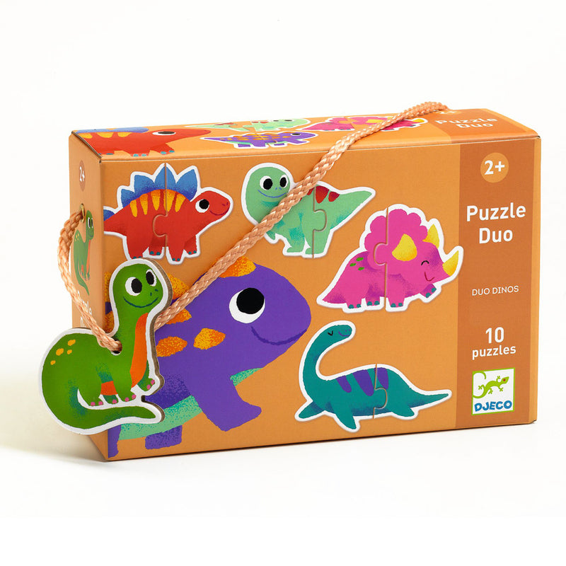 Djeco Duo Dinosaur 20-Piece Puzzle Set for Kids - Educational Dinosaur Matching Game for Toddlers Ages 3-5 - Perfect for Preschool Learning & Family Game Night