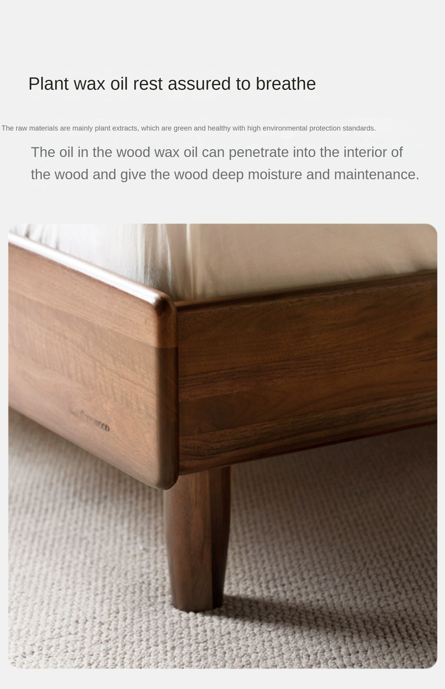 Modern Black Walnut Solid Wood Bed Frame - Queen Size Platform Bed with Headboard - Eco-Friendly Hardwood Bedroom Furniture for Master Bedroom & Guest Room