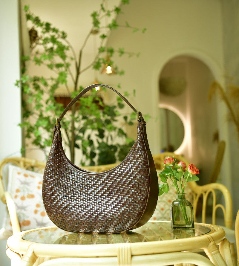 Handwoven Crescent Shoulder Bag for Women - Boho Crossbody Purse with Adjustable Strap - Perfect for Travel, Shopping & Everyday Use