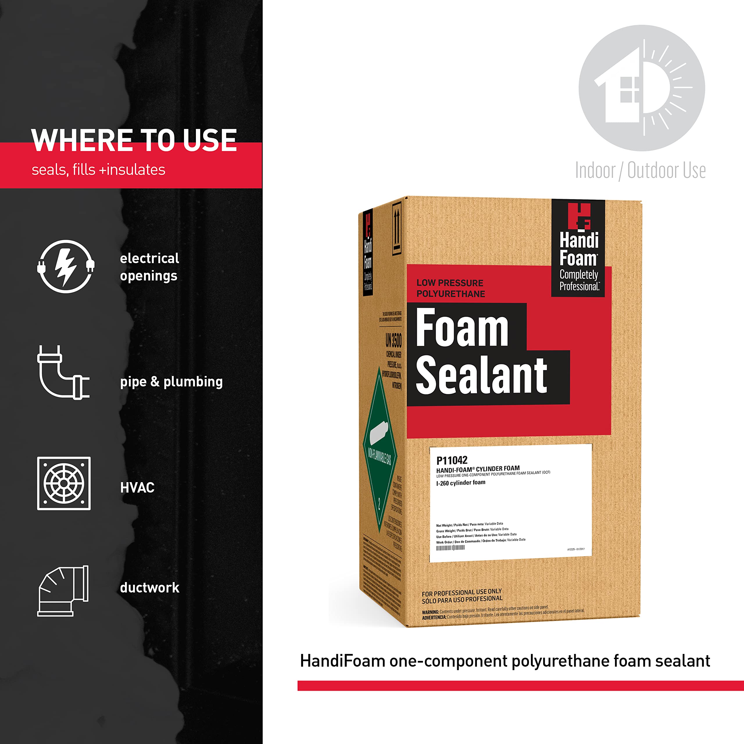 HandiFoam (HFO) I-260 Professional Expanding Foam Sealant Kit with Spray Nozzle & Accessories - Ideal for Home Insulation, Window/Door Sealing & DIY Projects
