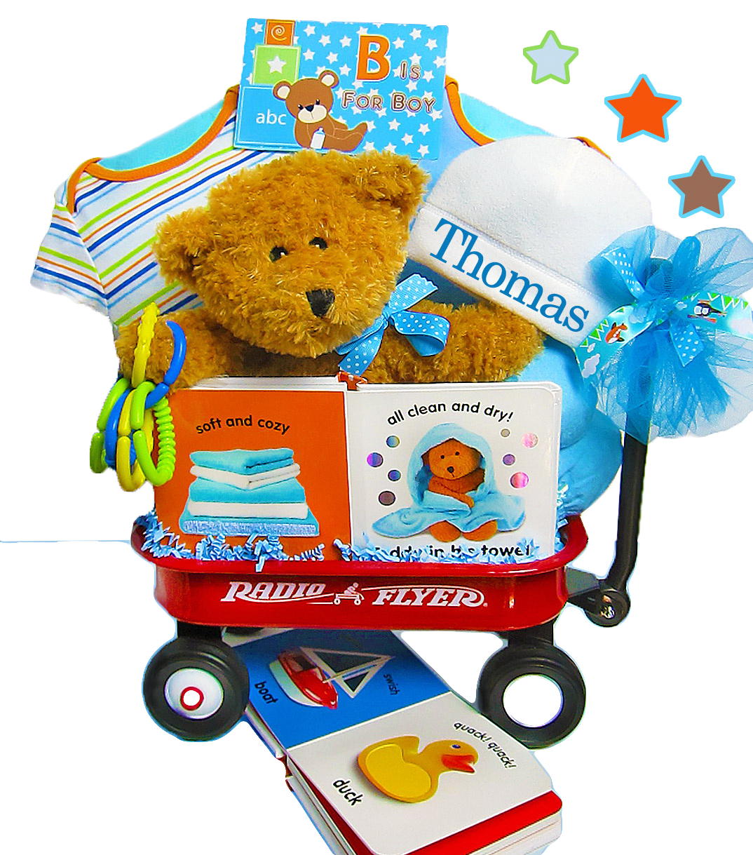 B Is For Boy Welcome Home Wagon - Personalized Baby Shower Gift & Nursery Decor for Newborn Boys | Perfect for Birth Announcements, First Birthday Parties & Homecoming Celebrations