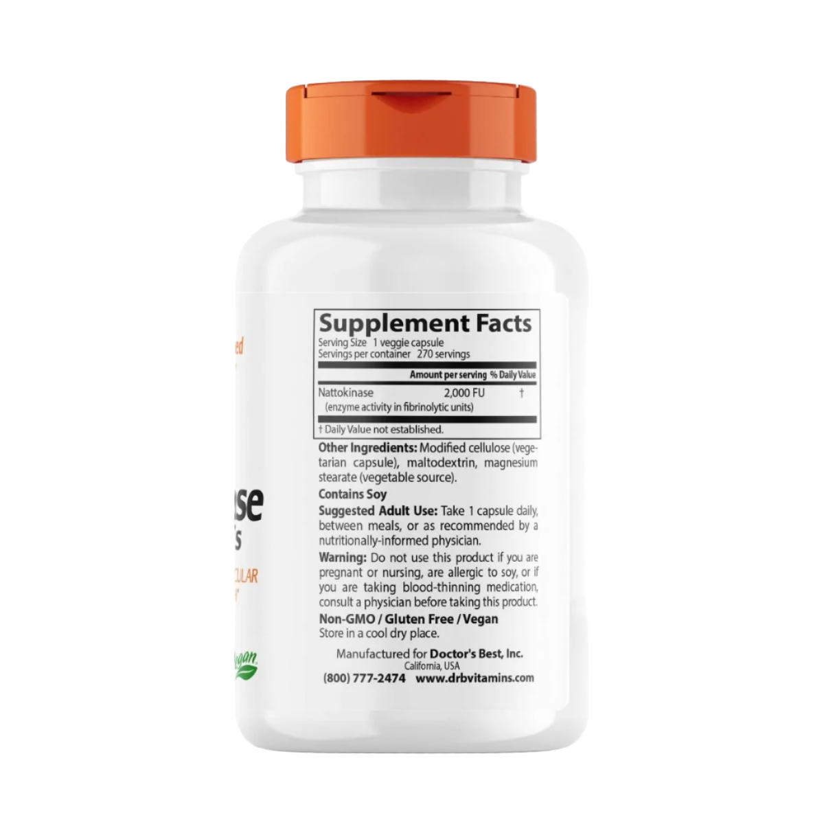 Doctor's Best Nattokinase 2000 FU Supplement - 270 Vegetarian Capsules for Heart Health & Circulation Support - Supports Healthy Blood Flow & Cardiovascular Function for Active Adults