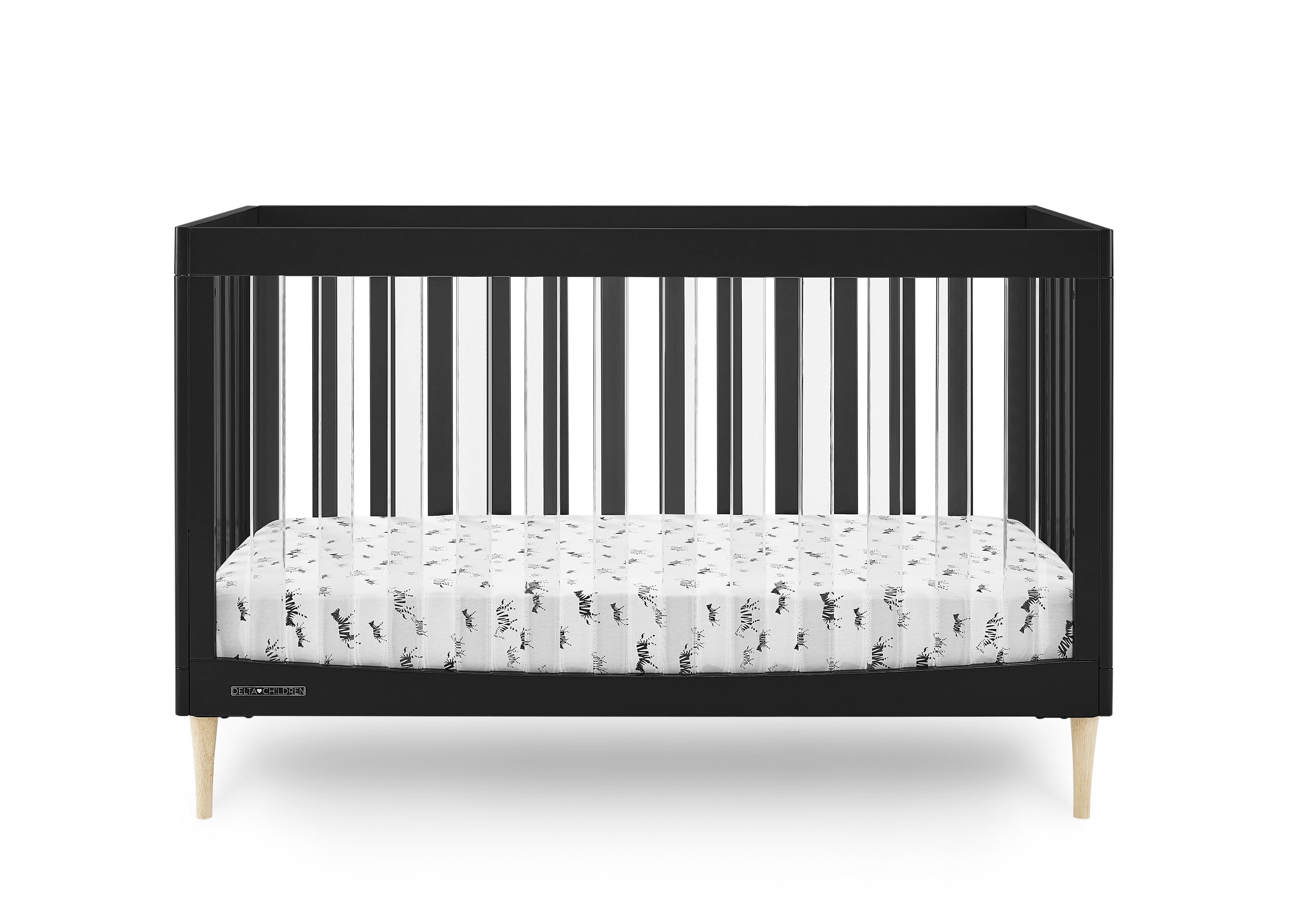 Austin Acrylic 4-in-1 Convertible Baby Crib - Toddler Bed, Daybed & Full-Size Bed | Modern Nursery Furniture for Boys & Girls | Perfect for Small Spaces & Growing Families