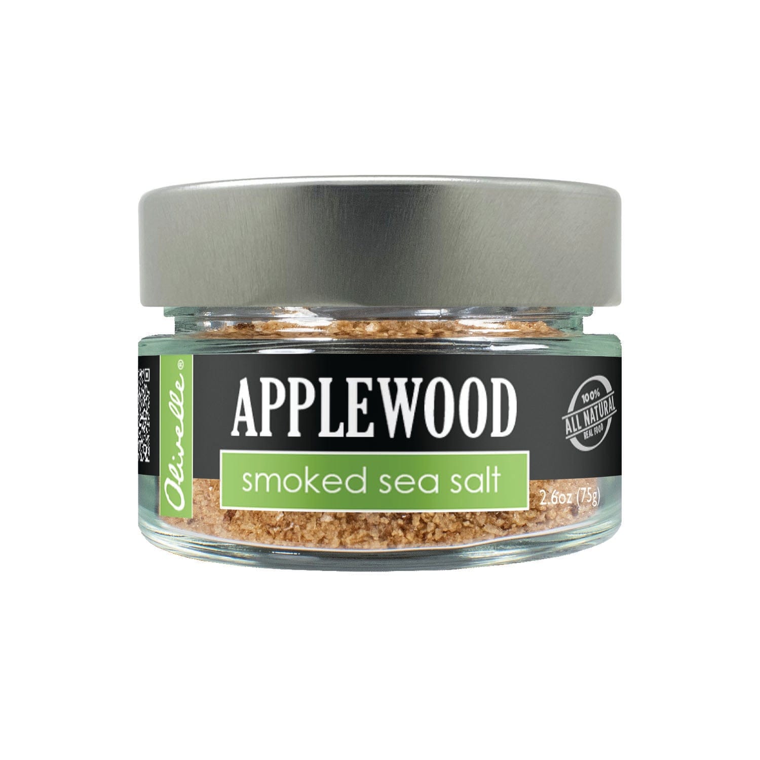 Olivelle Applewood Smoked Sea Salt 3oz - Gourmet Natural Seasoning for Grilling, BBQ & Home Cooking - Perfect for Steaks, Vegetables & Seafood