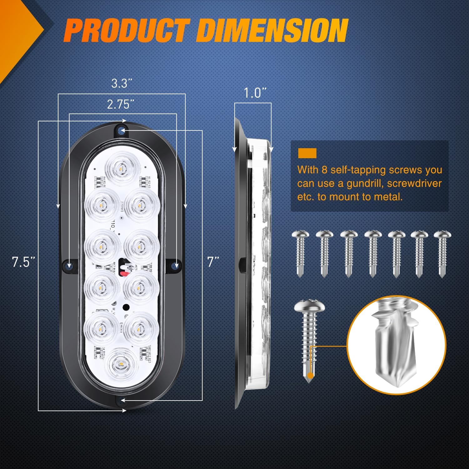 6 Inch Oval White LED Trailer Tail Lights (4PCS) - Waterproof & Durable for Trucks, Trailers, RVs & Boats - Easy Installation & Bright Visibility for Safe Night Driving