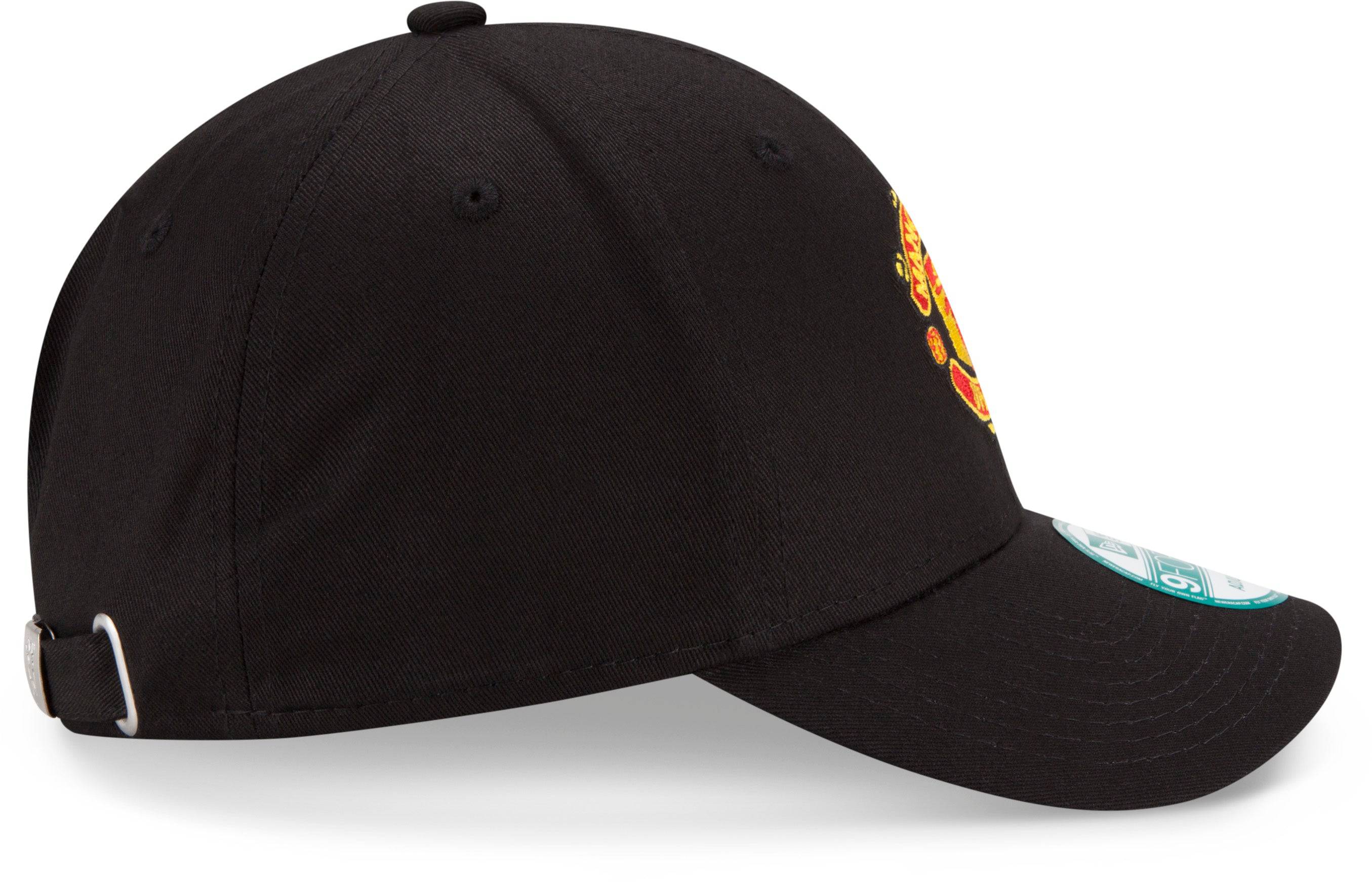 Manchester United FC New Era 9Forty Adjustable Snapback Cap - Black Official Team Logo Baseball Hat for Men & Women - Perfect for Games, Fan Gear & Sports Fashion