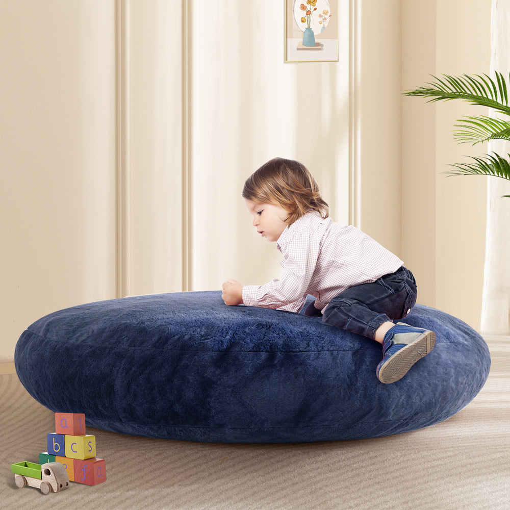 MAXYOYO 2-in-1 Kids Bean Bag Bed & Chair - Convertible Floor Cushion for Playroom, Nursery or Dorm (Blue) - Perfect for Lounging, Reading & Sleepovers