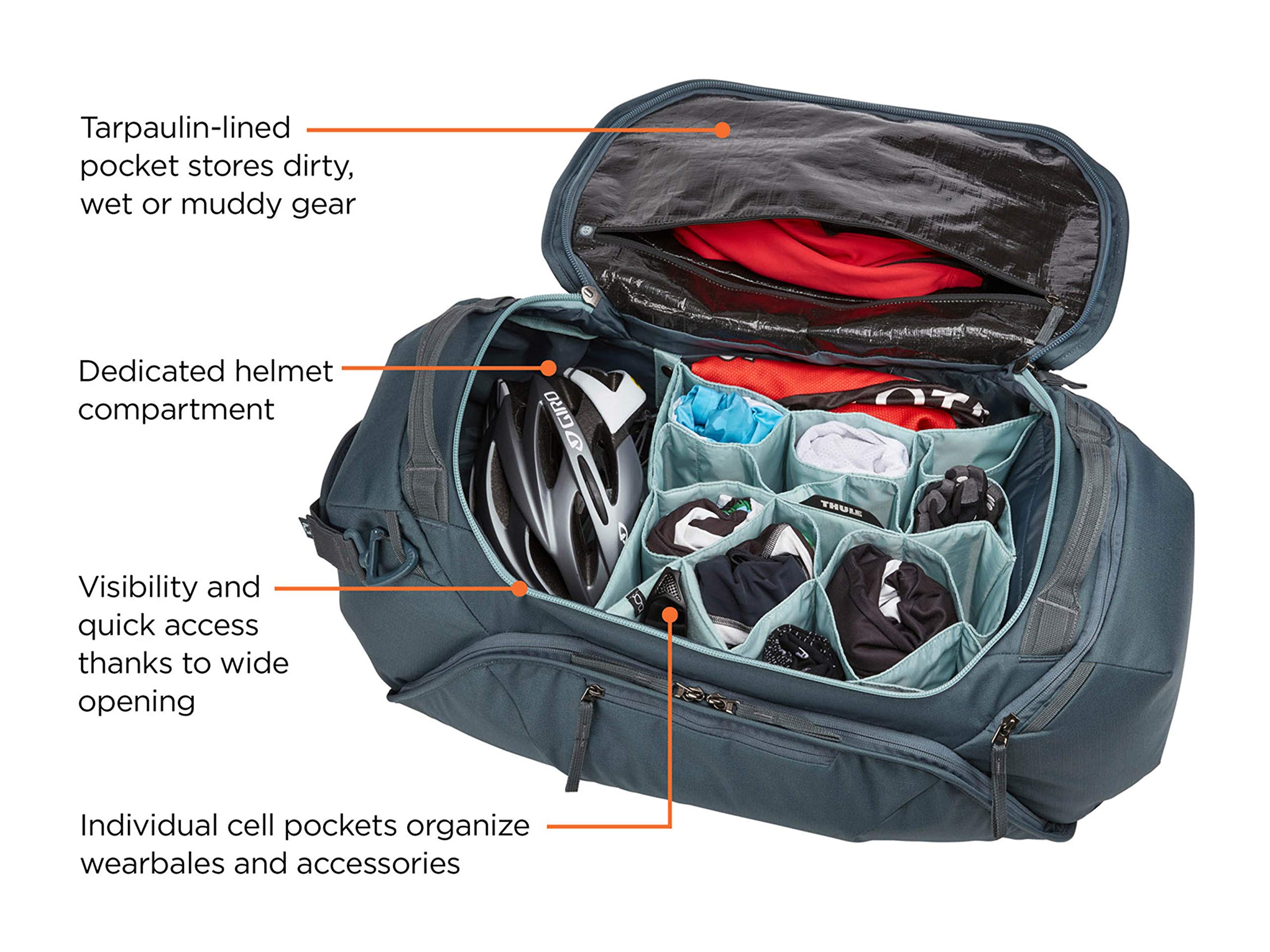Thule Roundtrip Bike Gear Duffel Bag - Waterproof Travel Duffel for Bicycle Accessories & Equipment - Perfect for Cycling Trips, Bike Commuting & Outdoor Adventures