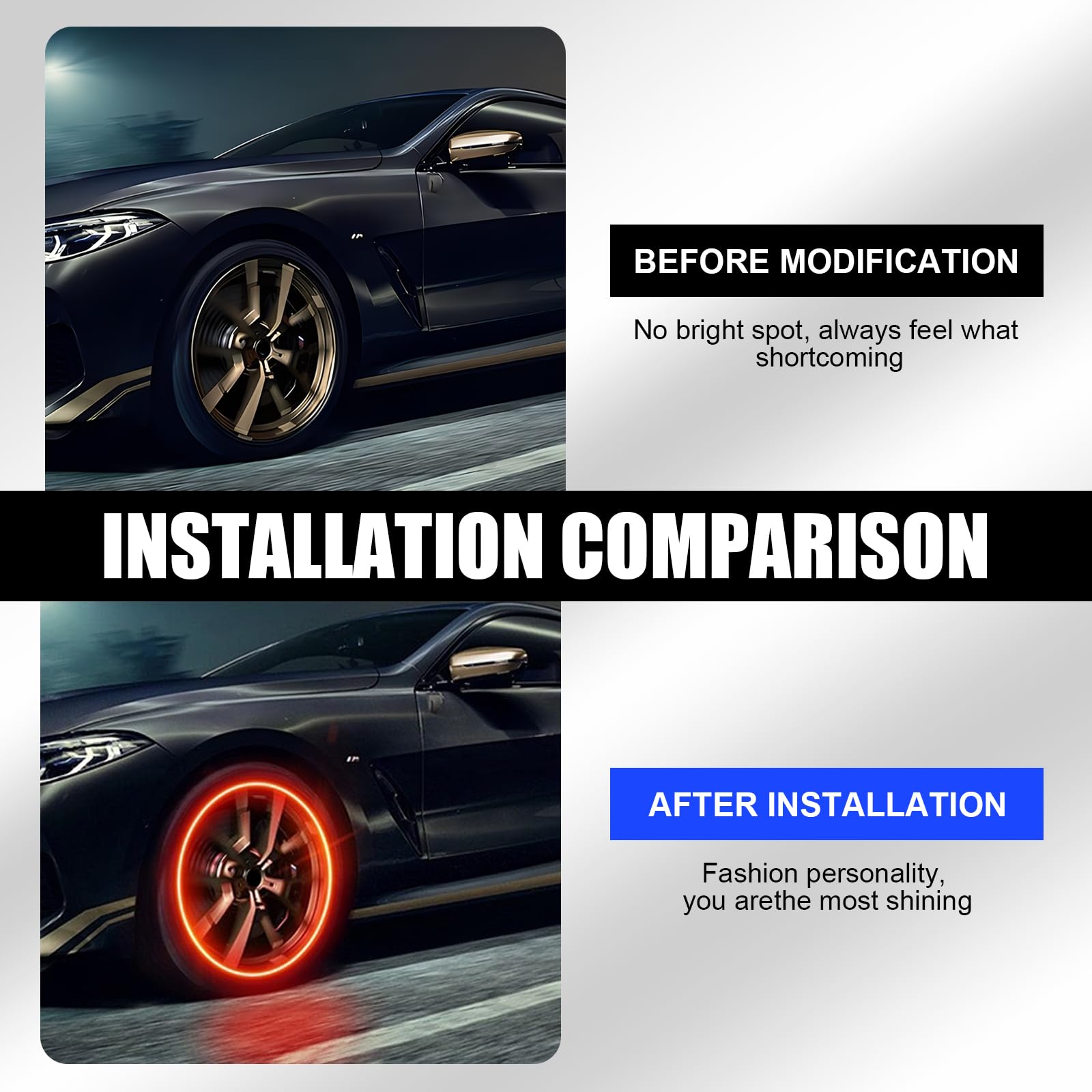 6 PCS Car Tire Wheel Lights - Vibration Induction LED Valve Caps, Waterproof & Energy-Saving Decorative Lights for Cars, Motorcycles, Bicycles (Red) | Enhance Night Visibility & Style for Road Safety & Custom Look