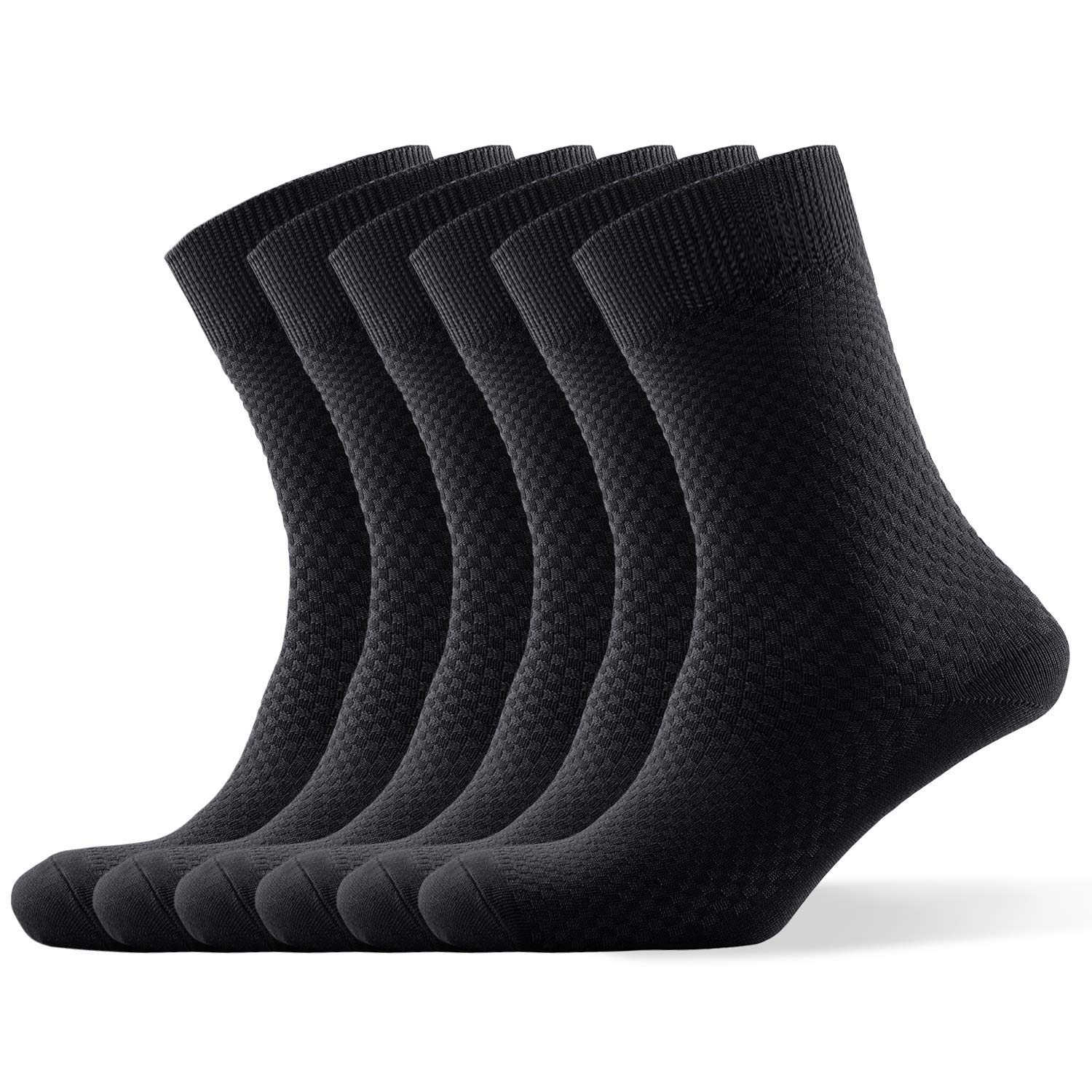 MissShorthair Men's Bamboo Dress Socks - 6 Pairs Soft Breathable Calf-Length Socks for Work & Casual Wear - Perfect for Office, Business Meetings & Everyday Comfort