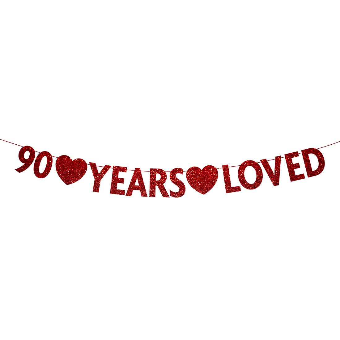 Vintage Red Glitter Happy 90th Birthday Banner - Premium Party Decorations & Supplies for Milestone Celebrations, Anniversaries, and Retirement Parties