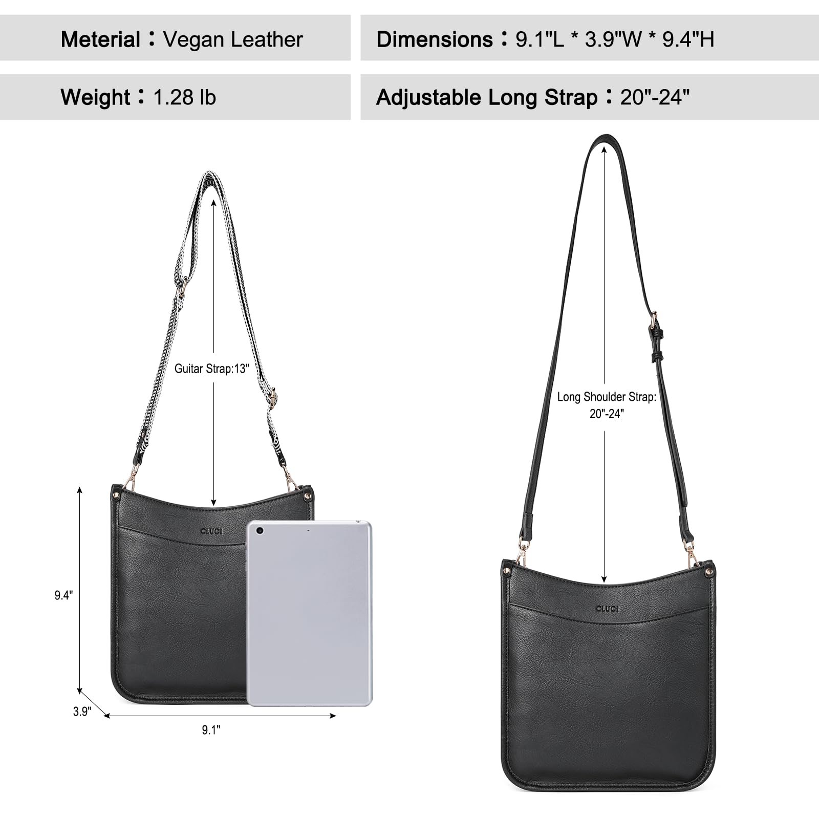 CLUCI Vegan Leather Crossbody Bag for Women - Adjustable Strap, Trendy Fashion Purse for Daily Use