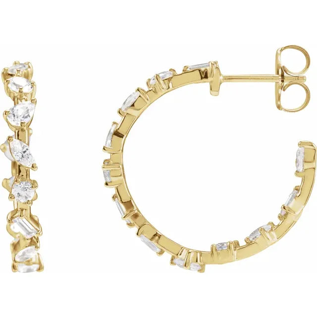 Lab-Created Mixed Shape Diamond Hoop Earrings for Women - Elegant & Durable for Everyday Wear, Parties & Special Occasions