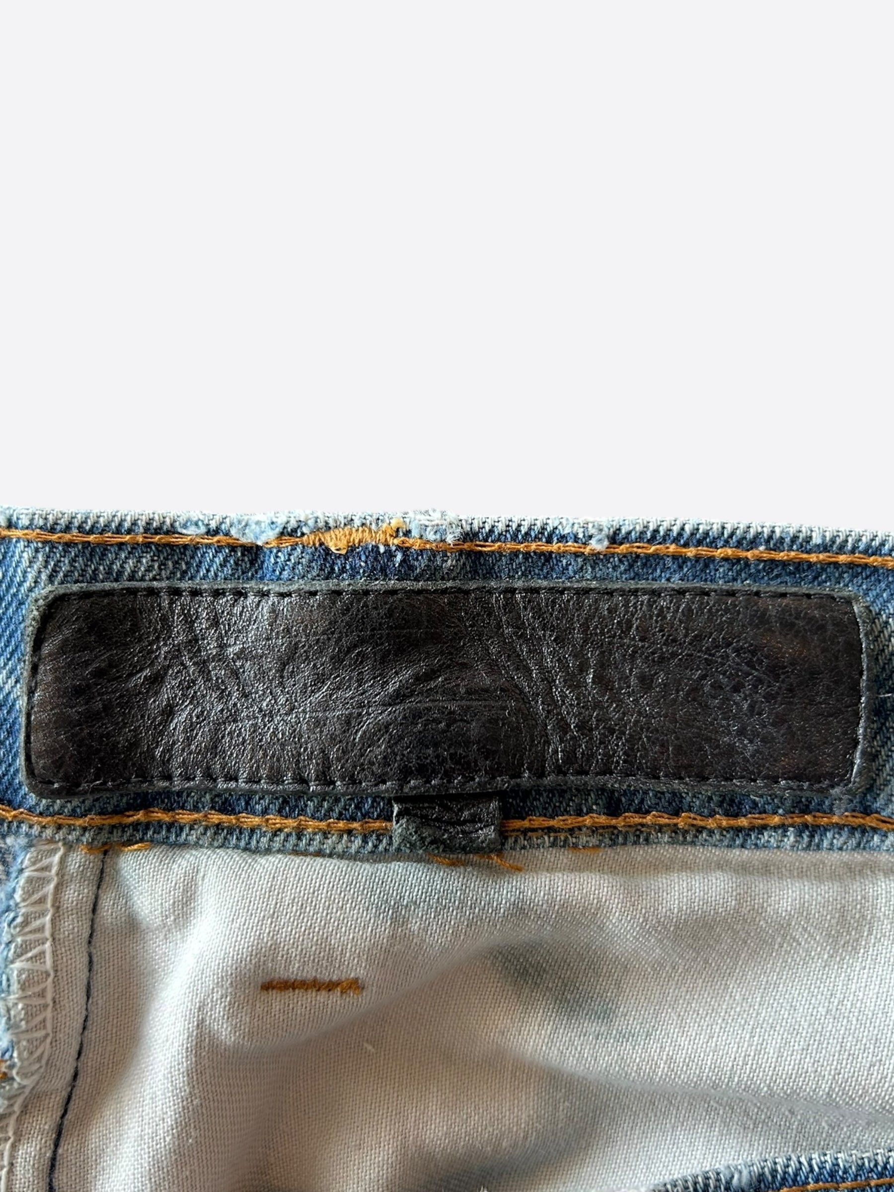 Chrome Hearts x Levi's Blue & Black Cross Patch Denim Jeans for Men - Stylish Vintage Streetwear for Casual Outfits & Night Out Looks
