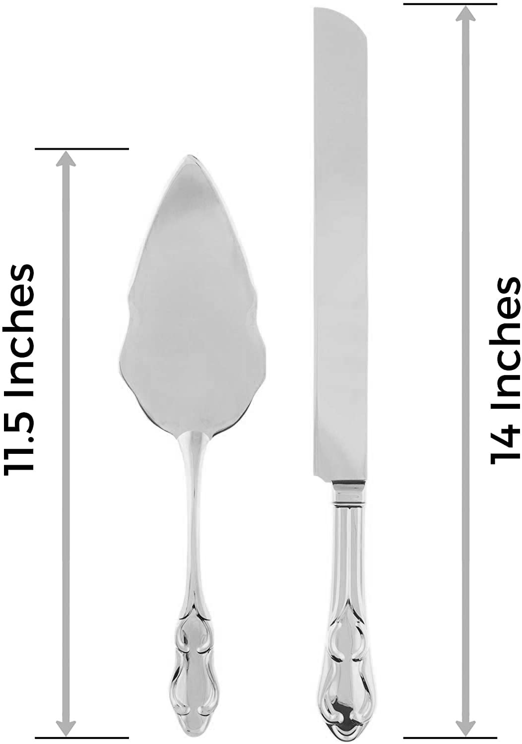 Ella Silver Engravable Cake Knife & Server Set - Wedding, Anniversary & Party Cake Cutting Tool - Perfect for Weddings, Anniversaries, Birthdays & Special Celebrations