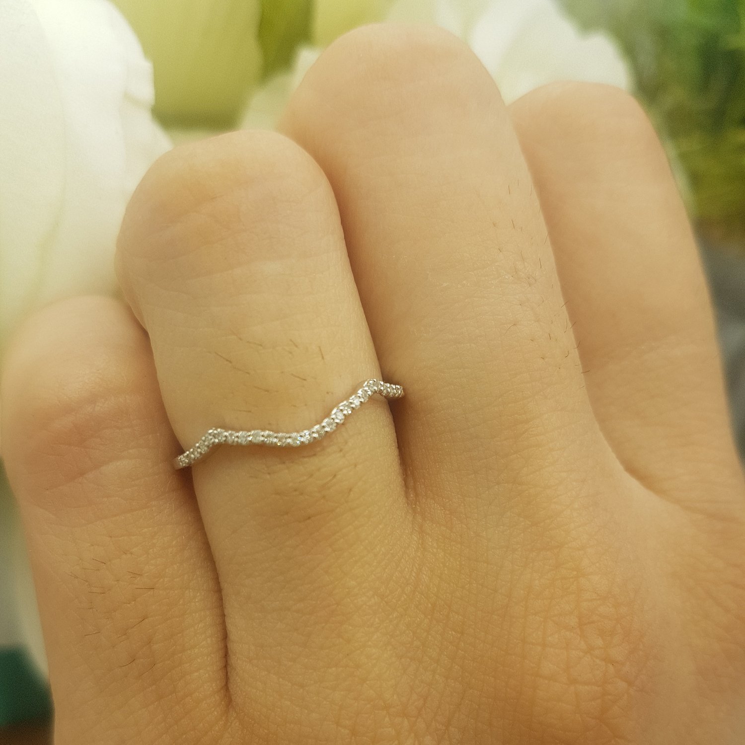 0.08 Cttw 10K Solid Gold Round White Diamond Women's Wedding Band - Stackable Contour Guard Ring for Bridal Sets & Anniversary Gifts | Dazzlingrock Collection