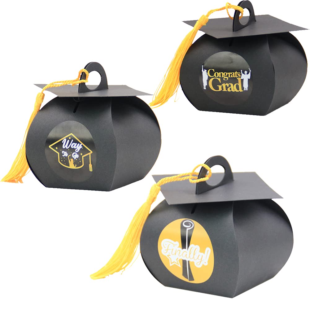 24 Pcs Graduation Cap Candy Box - Party Supplies & Treat Box for Graduation Decorations - Congrats Grad Gift Box for Class of 2024 - Perfect for Graduation Parties & School Celebrations