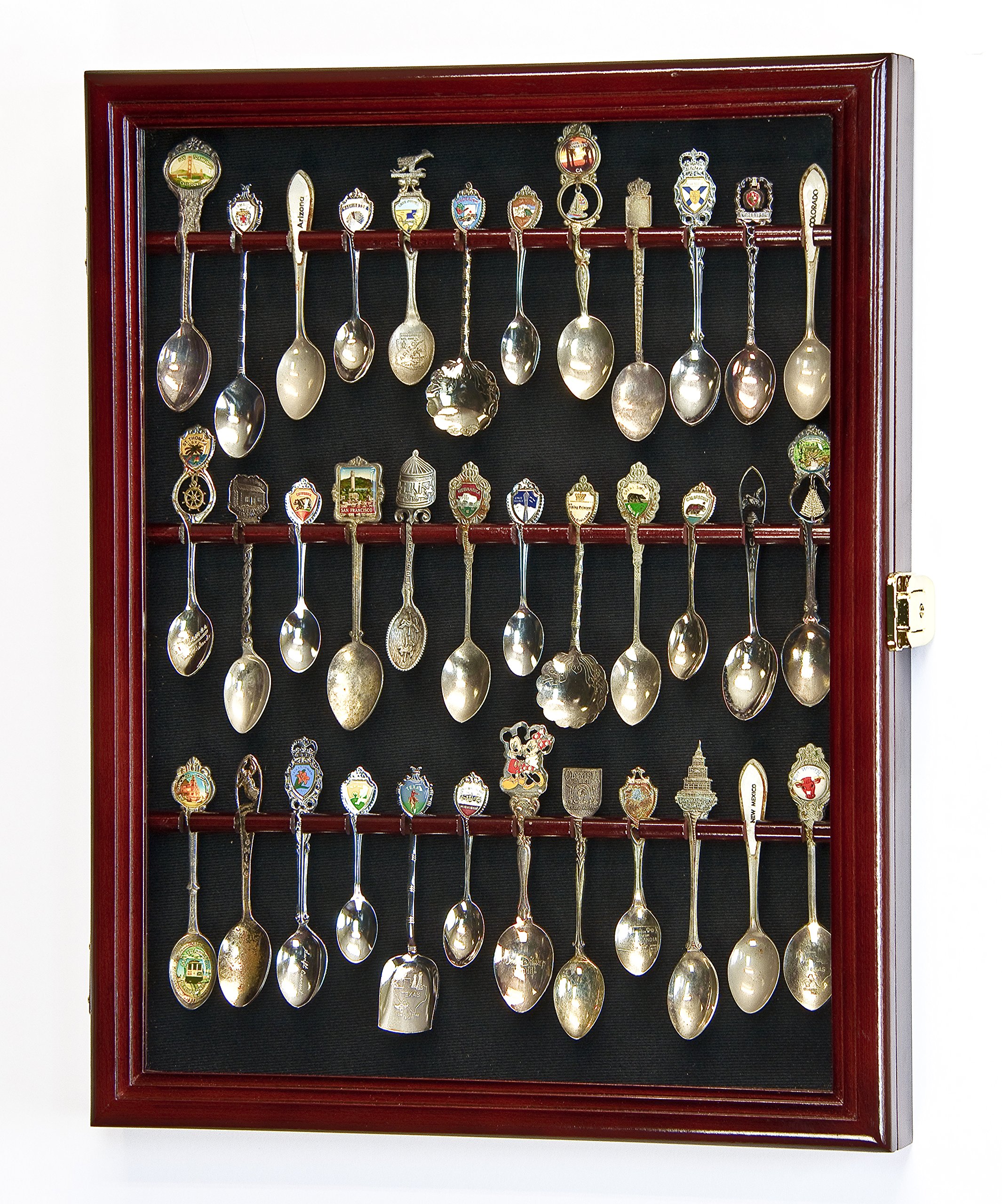 36 Spoon Display Case Wall Rack Cabinet Holder Box with 98% UV Protection & Lockable Design - Perfect for Kitchen, Restaurant, and Collectible Spoon Storage Organization