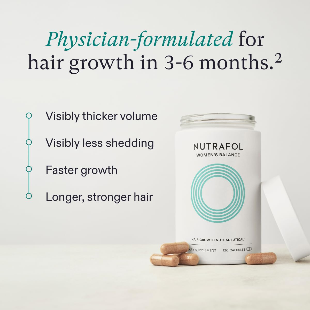 Nutrafol Women's Balance Hair Growth Supplement & Serum for Thicker, Stronger Hair - Clinically Proven Results for Women 45+ (1 Month Supply, 1.7 Fl Oz) | Post-Menopausal Hair Care & Age-Related Thinning Solution