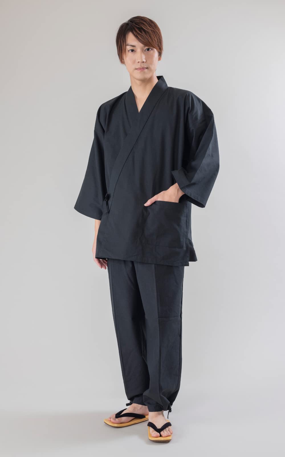 Premium Japanese Men's Tsumugi Samue - 100% Cotton Comfortable Ninja Pajama Set | Traditional Loungewear for Home Relaxation & Zen Meditation