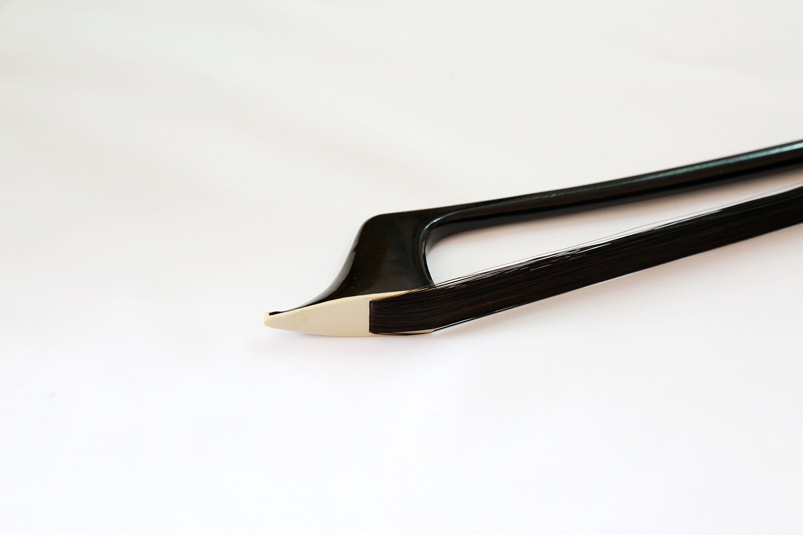 Premium 3/4 Carbon Fiber Bass Bow with Ebony Frog - French Style Violin Bow with Natural Black Horsehair - Perfect for Professional Musicians & Orchestra Performances