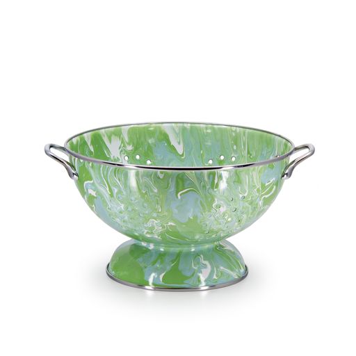 Modern Monet Swirl Enamelware 5 Quart Colander - Vintage Style Stainless Steel Strainer for Pasta, Vegetables & Fruits - Perfect for Kitchen, Camping & Picnic Use