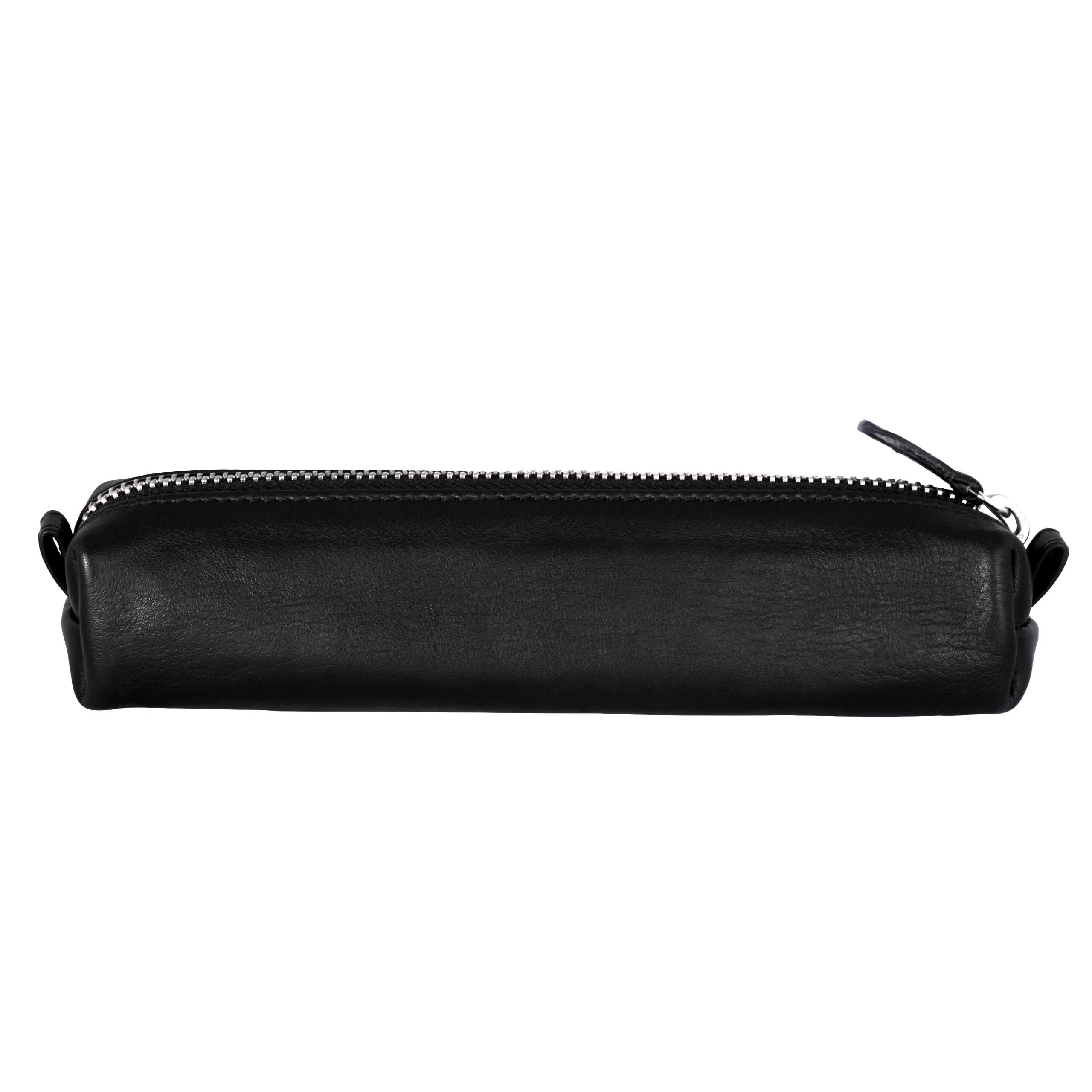 Premium Genuine Full Grain Soft Nappa Leather Pen Case Holder - Zippered Pouch for Fountain, Ballpoint, Rollerball Pens & Pencils (Black) - Perfect for Office, School, Travel & Gift Giving