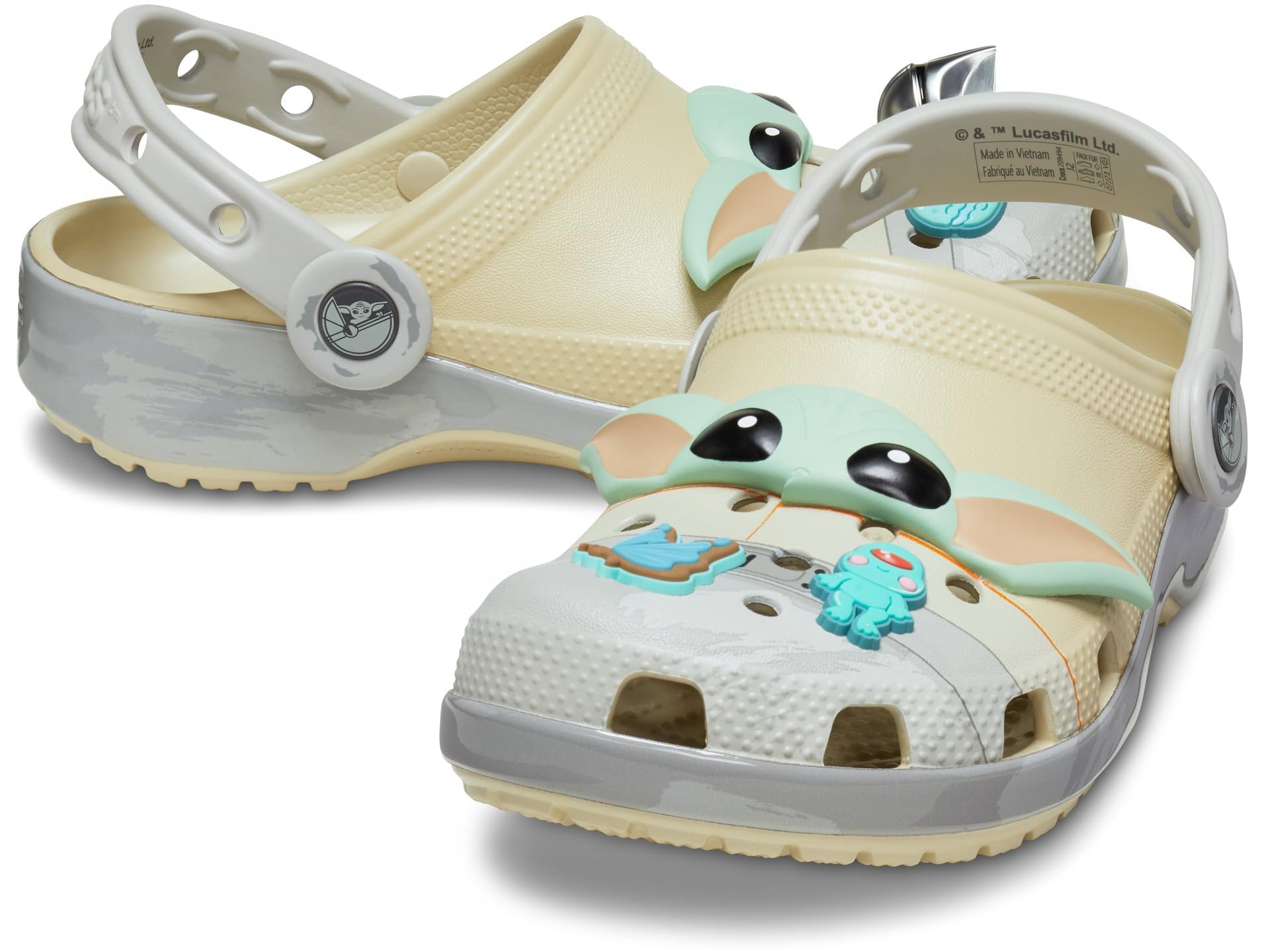 Crocs Boys Classic Star Wars Clogs - Grogu The Child K Bone Design | Lightweight Comfortable Kids Shoes for School, Play & Outdoor Activities