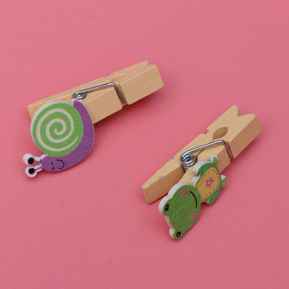 Happyyami DIY Photo Clip Set - 10pcs Bee Wooden Clips & Animal Mini Clothespins for Home Decor, Scrapbooking, Party Decorations & Wedding Photo Displays