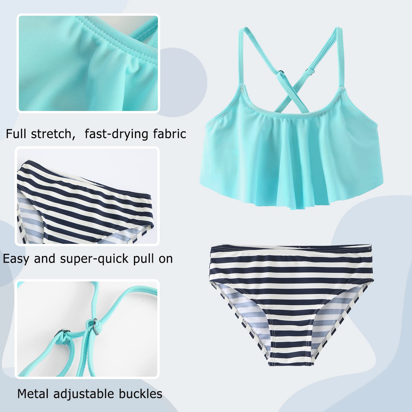 Girls Two Piece Swimsuits - Rainbow Bikini Sets with Adjustable Straps | Perfect for Beach, Pool & Summer Vacations