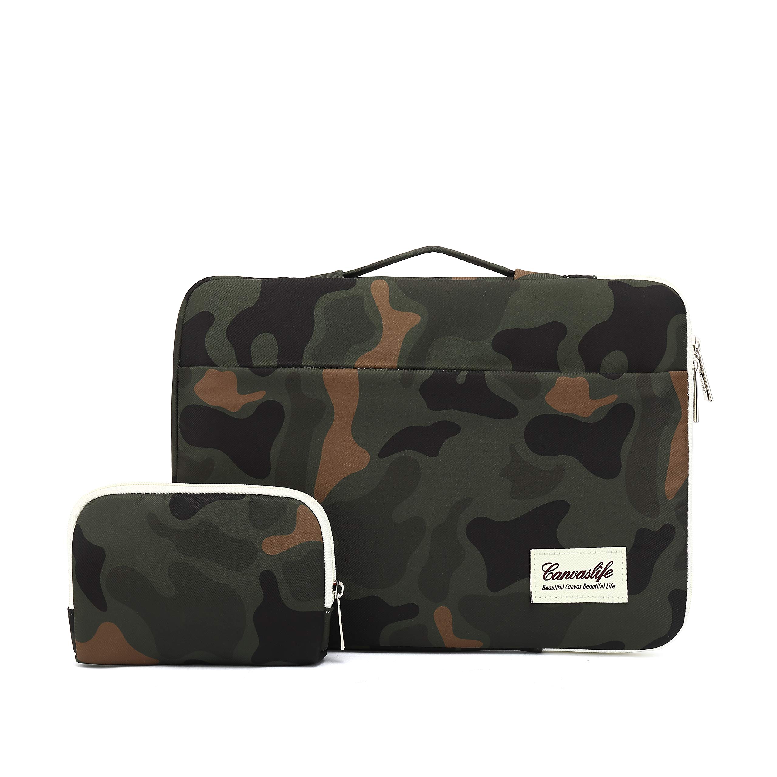 CanvasLife 360° Protective 13-13.5 Inch Waterproof Laptop Sleeve with Handle for MacBook Air, MacBook Pro, and 13.3-13.5 Inch Laptops (Camouflage) - Ideal for Travel, Work, and School