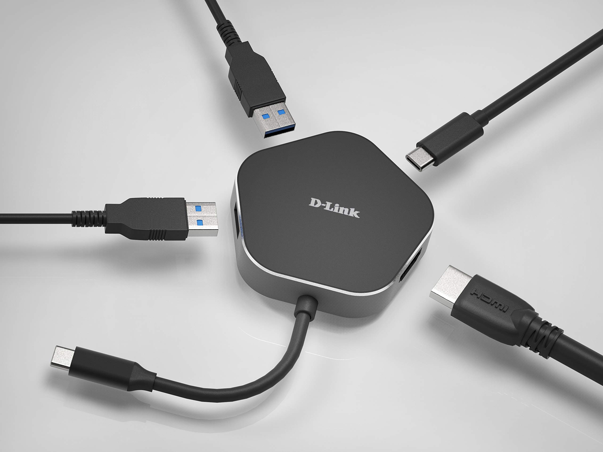 D-Link DUB-M420 4-in-1 USB-C Hub with Power Delivery, HDMI 1.4 & 2 USB 3.0 Ports - Compatible with MacBook Pro 2016+, MacBook Air 2018, Chromebook, Surface Pro 7 - Perfect for Home Office, Remote Work & Multi-Screen Setup