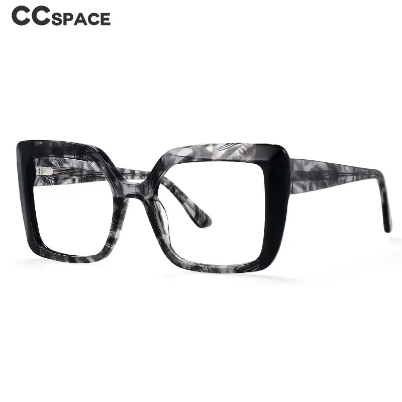 CCspace Women's Full Rim Square Thick Acetate Eyeglasses Frame 56956 - Stylish & Durable Glasses for Work, Reading & Fashion