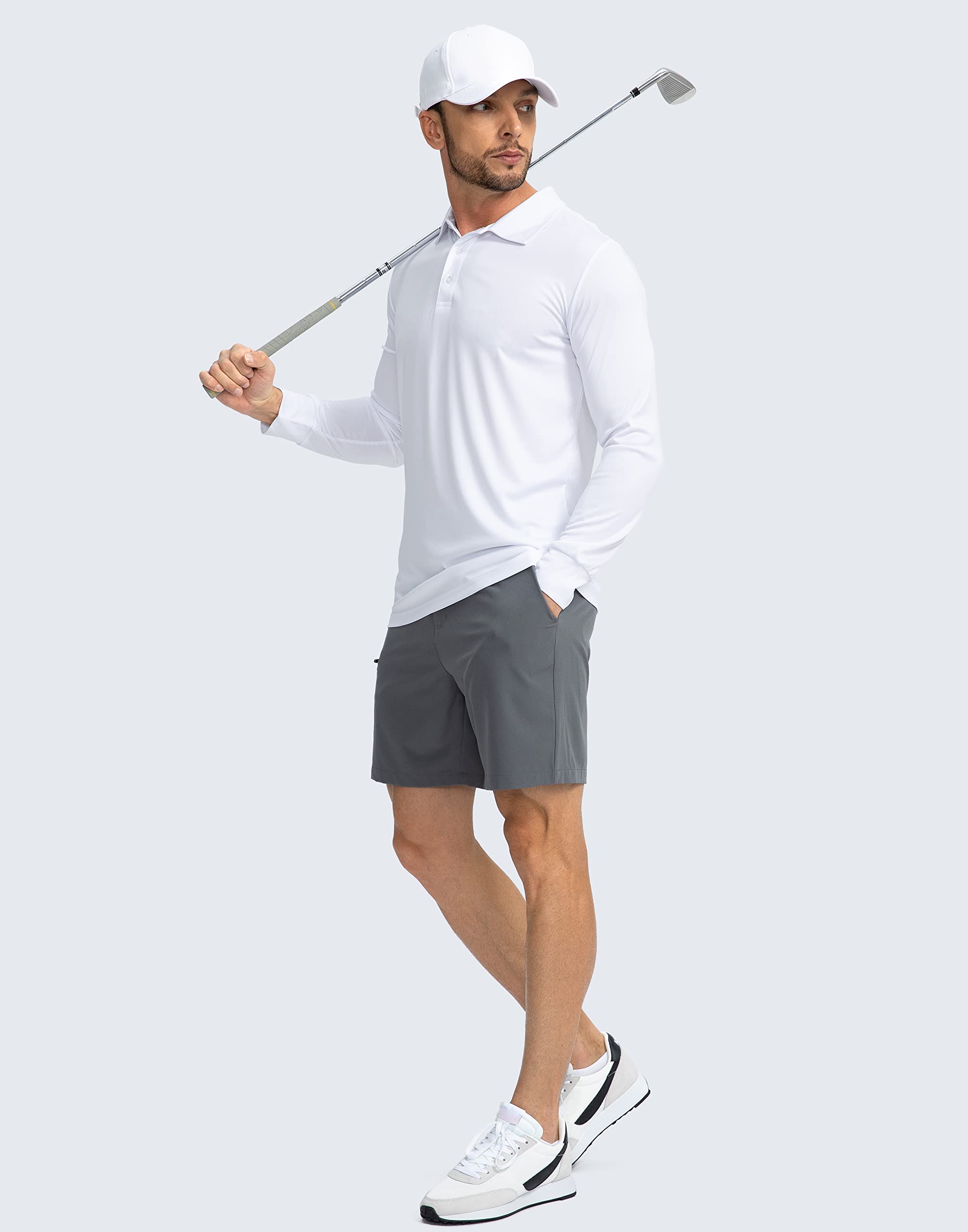 Men's Long Sleeve Polo Shirt - UPF 50+ Sun Protection, Lightweight & Breathable Golf Shirts for Work, Fishing & Outdoor Activities | Perfect for Golfing, Hiking, and Summer Outdoor Sports