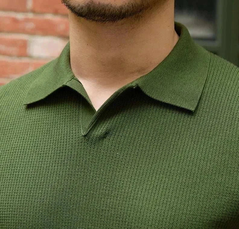 Men's Summer V-Neck Polo T-Shirt - Breathable Cotton Short Sleeve Casual Shirt for Golf, Work & Outdoor Activities