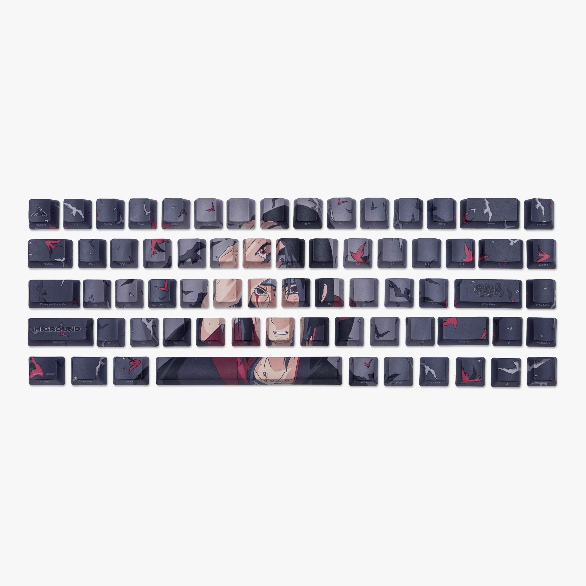 Naruto x HG 68 Keycaps Set - Itachi Uchiha Anime Mechanical Keyboard Keycaps for Gaming & Typing - Perfect for Naruto Fans & Custom Keyboard Builds