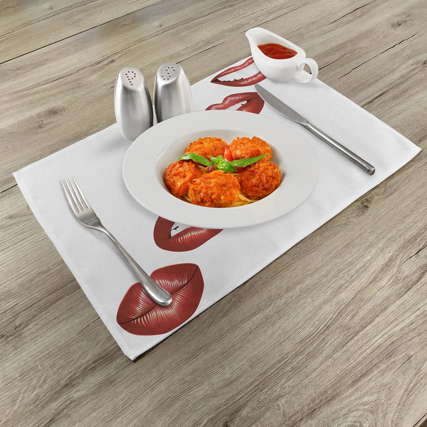 Ambesonne 4-Pack Washable Fabric Placemats for Dining Table - Waterproof Kitchen Table Mats Set for Home Decor, Dinner Parties & Holiday Gatherings