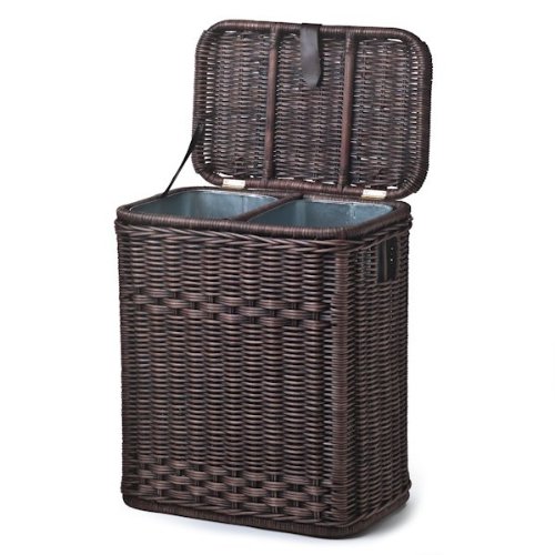 Divided Wicker Recycling Basket with Removable Metal Liner - 20