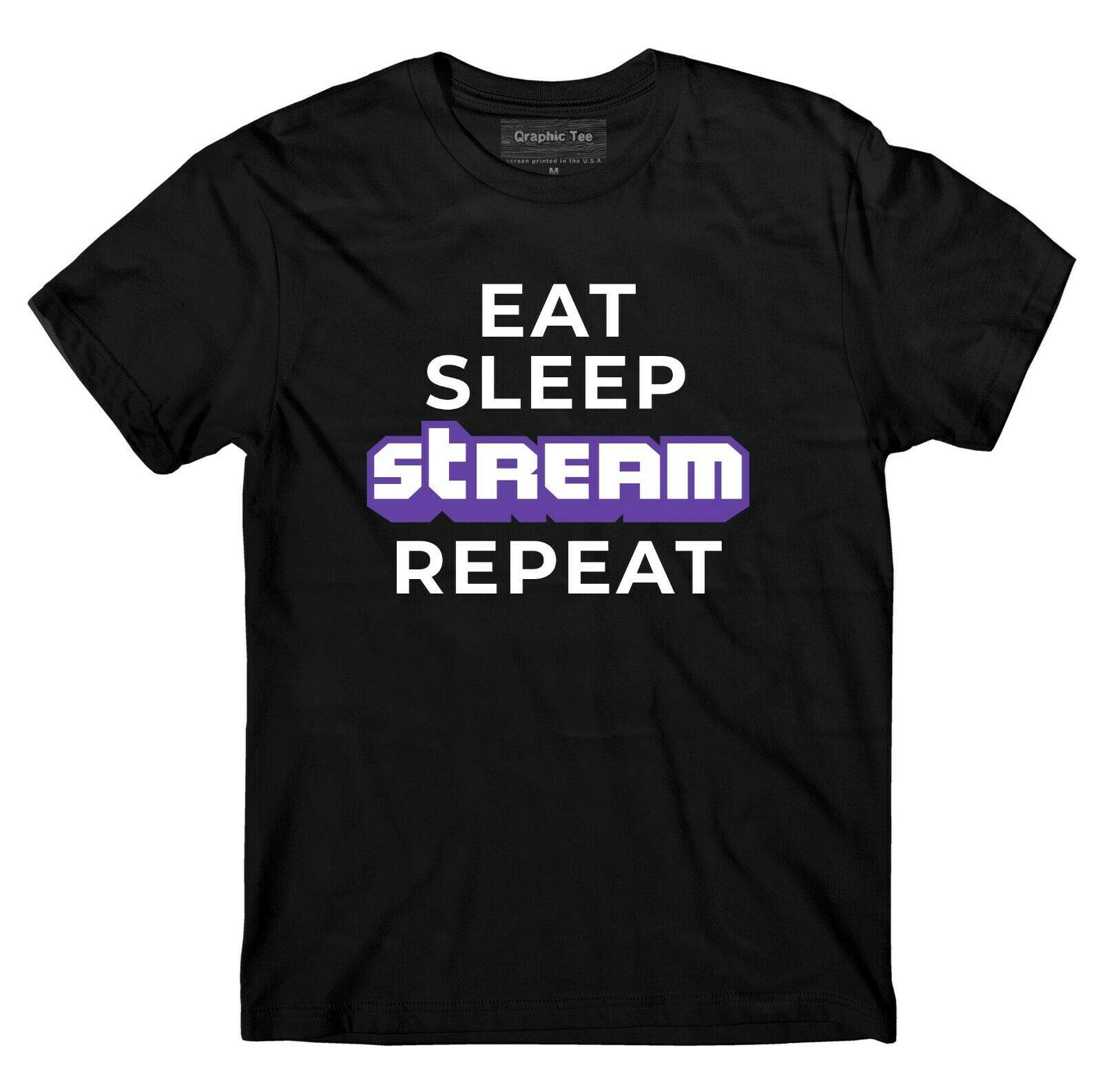 Eat Sleep Stream Repeat T-Shirt - Funny Gamer & Streamer Tee for Video Game Lovers - Perfect for Gaming Sessions, Twitch Streaming & Esports Events