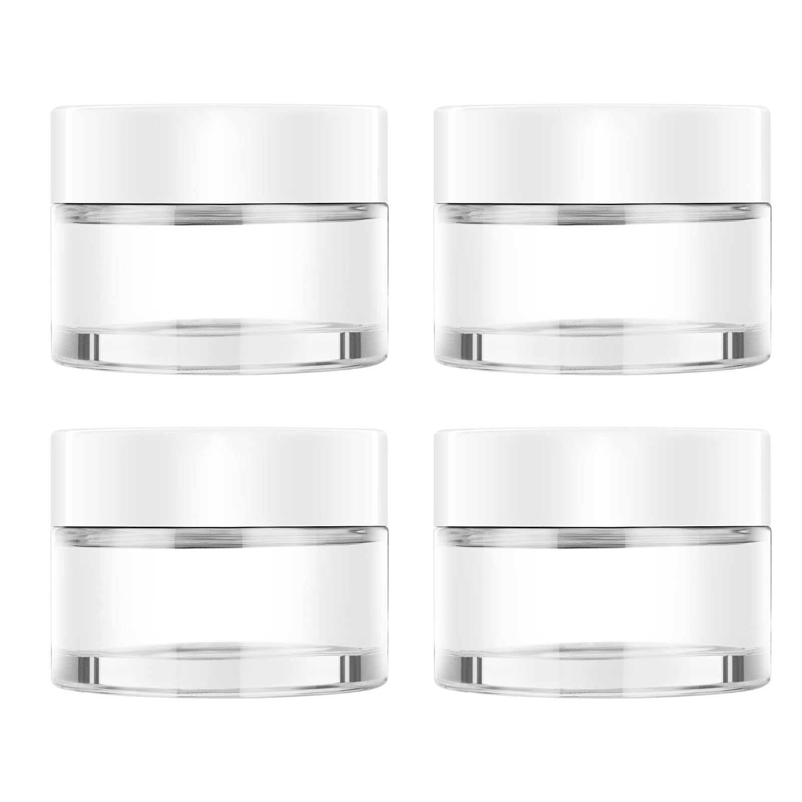 4 Pack 1oz Small Glass Jars with Airtight White Lids & Inner Liners - Mini Travel Containers for Cosmetics, Slime, Creams, Lotions - Perfect for Makeup Storage, DIY Projects & Toiletries Travel Kit