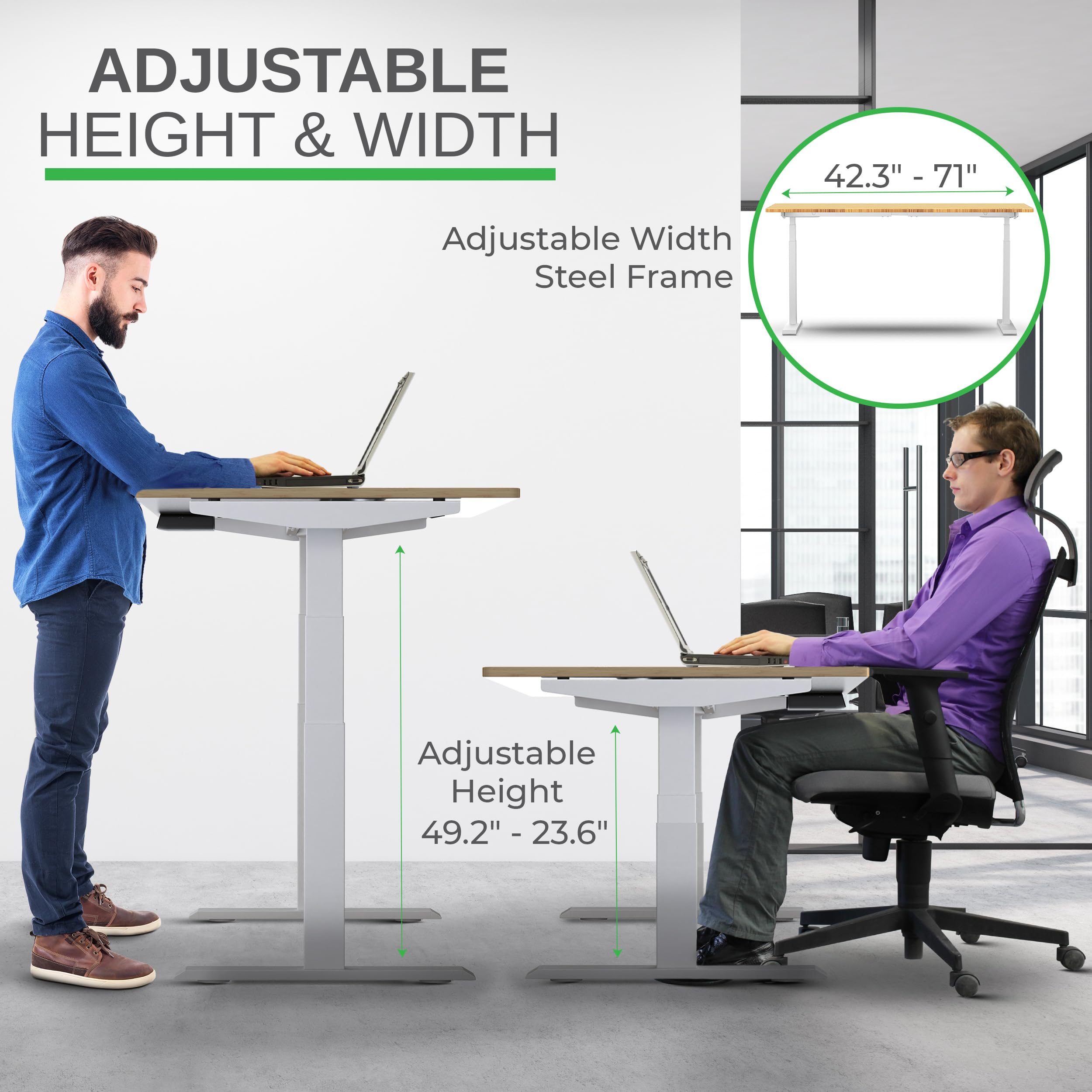 Rise Up Electric Standing Desk Legs - Dual Motor Adjustable Height Frame with Memory Function for Sit Stand Workstation | Perfect for Home Office, Gaming & Workspace Ergonomics