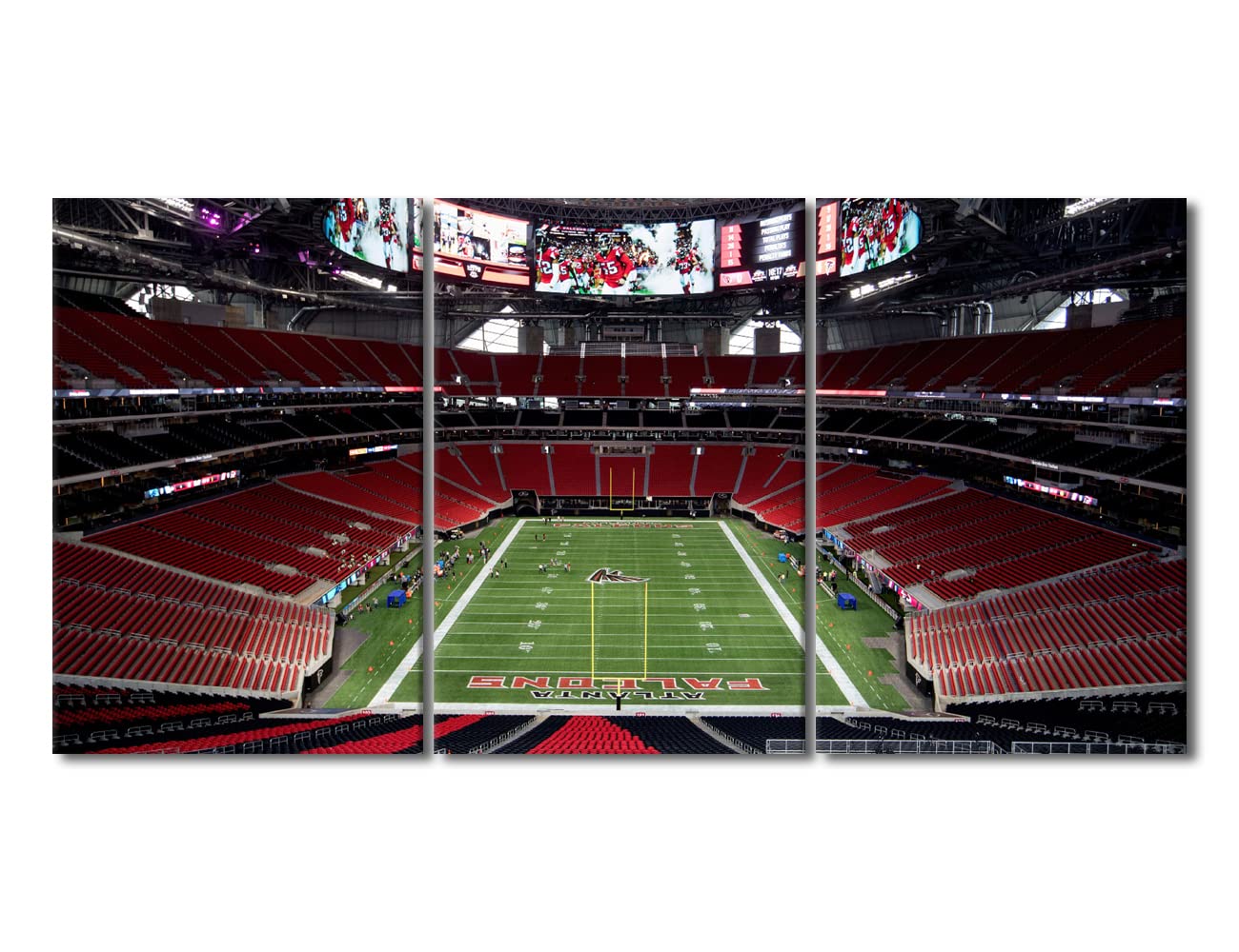 Atlanta Sports Wall Art - 3 Piece Football Stadium Canvas Print Posters | Mercedes-Benz Stadium American Football Picture | Wooden Framed Artwork for Boys Bedroom & Home Decor | 72