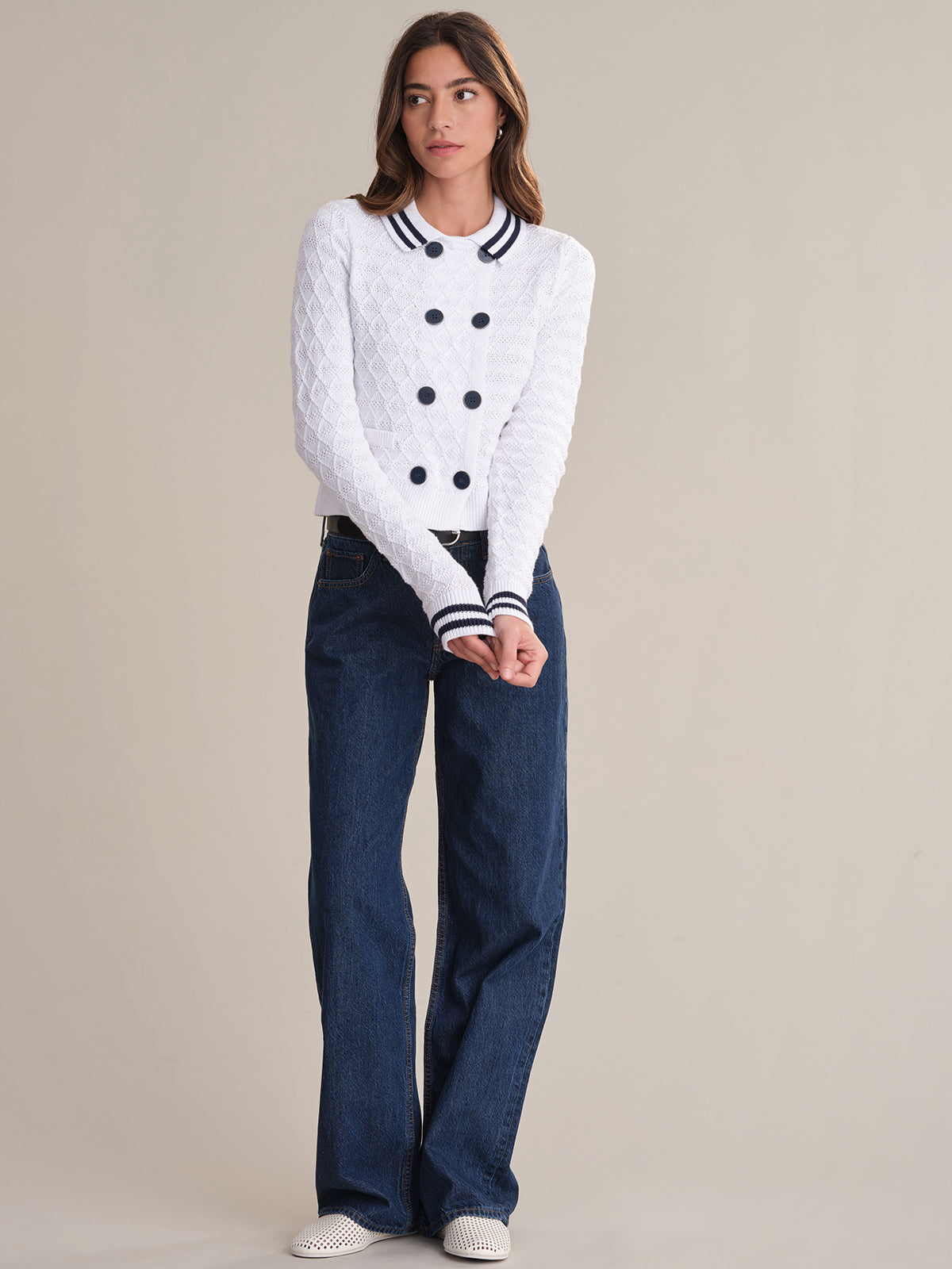 Leena Women's Double Breasted Cardigan Sweater - Stylish Button Front Knit Top for Office, Date Night & Fall Layering