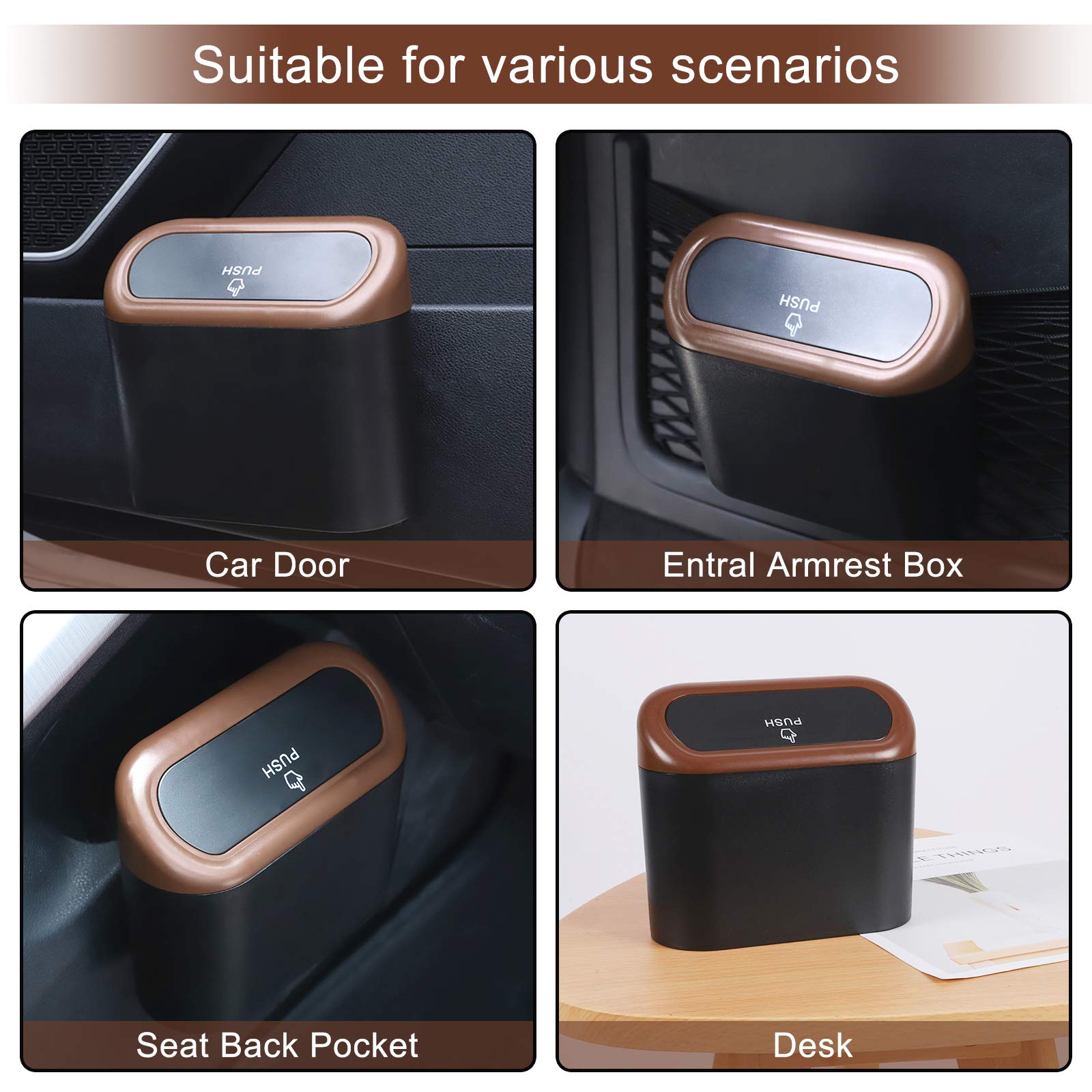 Accmor Leakproof Car Trash Can with Lid - Waterproof Vehicle Garbage Bin with Trash Bags for Auto, Home & Office - Perfect for Road Trips, Commuting and Kitchen Waste Management