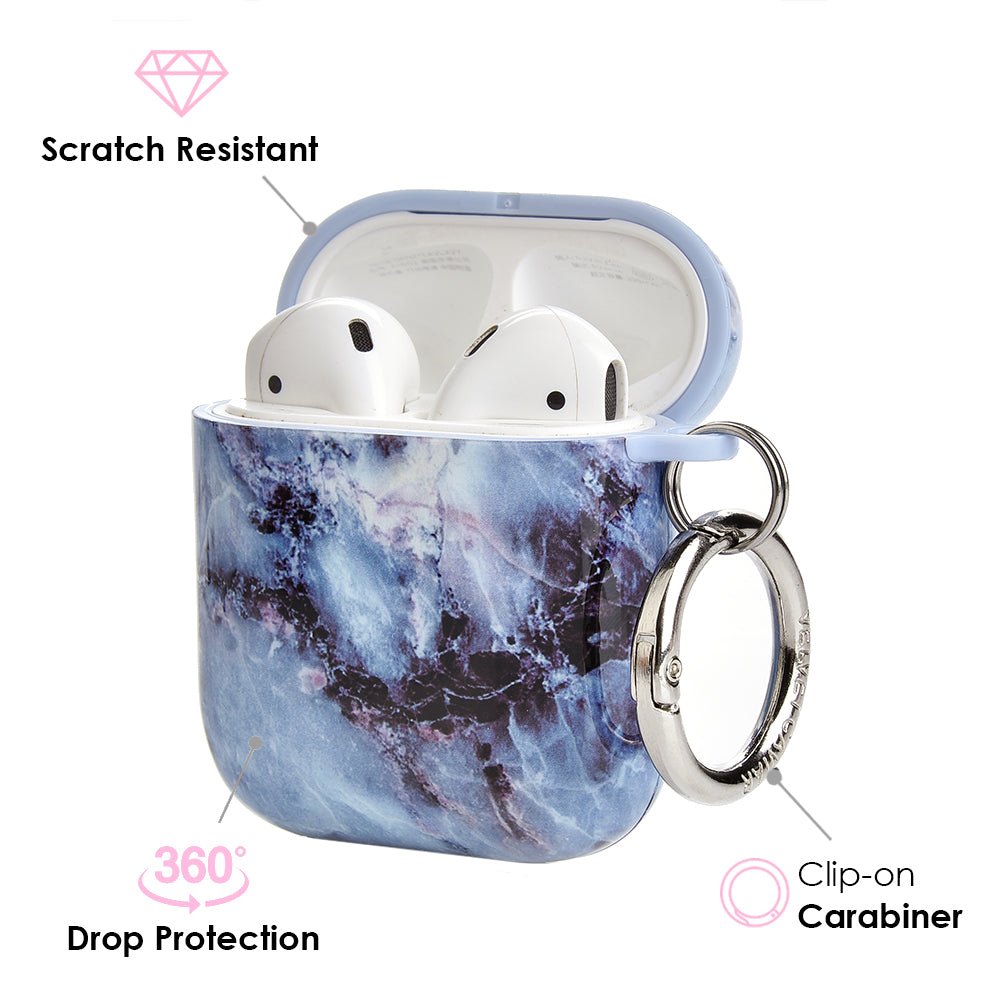 Premium Blue Marble AirPods Case - Shockproof & Scratch-Resistant Protective Cover for Apple AirPods 1/2/3 Pro - Stylish & Durable Phone Accessory for Work, Travel & Gym